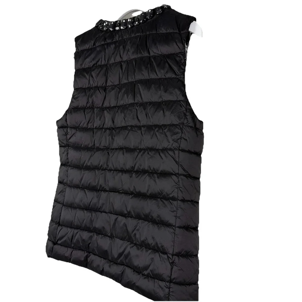 Women's Chicos Quilted Black Embellished Jeweled Puffer Vest SZ-0-U.S. Small